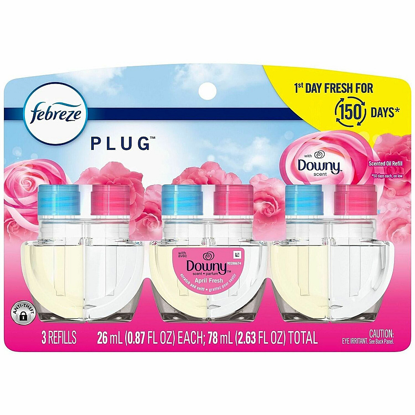 Febreze FadeDefy PLUG Air Freshener 2.63 oz - April Fresh - 50 Day - Odor Neutralizer - 3 / Pack (13844)