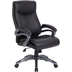 Lorell Executive High-Back Chair with Gun Metal Base Black Seat Color - Leather Seat Material - 5-star Base - 1 Each (LLR69516)