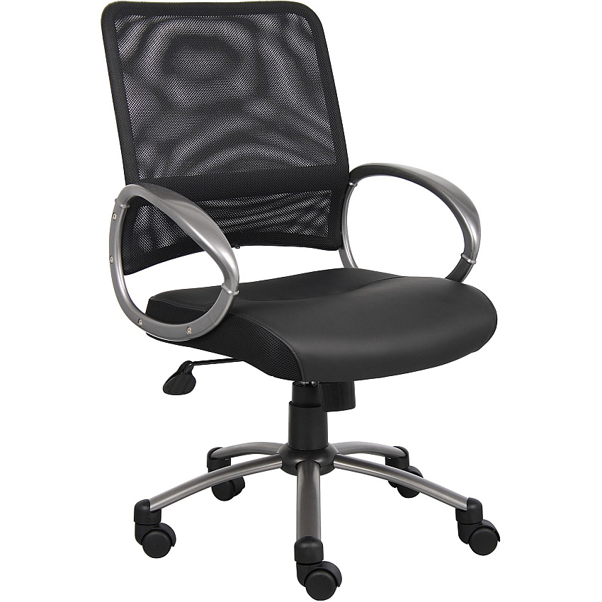 Lorell Mesh Mid-Back Task Chair Black Seat Color - Leather Seat Material - 5-star Base - Black - 1 Each (LLR69518)