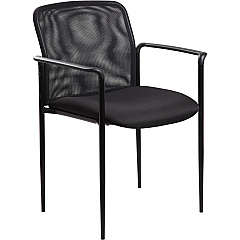 Lorell Reception Side Chair with Molded Cap Arms Black Seat Color - Mesh Back Material - Steel Frame Material - Four-legged Base - 1 Each (LLR69506) Lorell Reception Side Chair with Molded Cap Arms Black Seat Color - Mesh Back Material - Steel Frame Material - Four-legged Base - 1 Each (LLR69506)