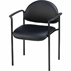 Lorell Reception Guest Chair with Arms Black Seat Color - Vinyl Seat Material - Vinyl Back Material - Steel Frame Material - Four-legged Base - Black - 1 Each (LLR69507)
