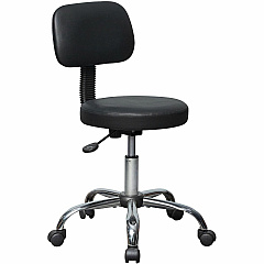 Lorell 16" Round Seat Pneumatic-Lift Stool with Back Vinyl Seat Material - 5-star Base - Black - 1 Each (LLR69511)