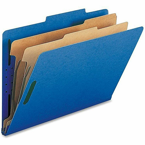 Nature Saver Legal Recycled Classification Folder 8 1/2" x 14" - 2" for Folder - 2 Divider - 25 pt. - Dark Blue - 100% Recycled - 10 / Box (SP17228)
