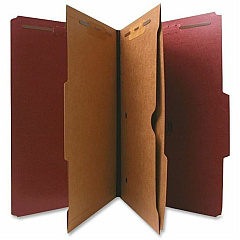 Nature Saver 2/5 Tab Cut Legal Recycled Classification Folder 8 1/2" x 14" - 2" Expansion - 4 Fastener - 2" for Folder, 1" for Divider - 2 Pocket - 2 Divider - 25 pt. - Pressboard - Red - 100% Recycled - 10 / Box (95013)