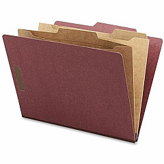 Nature Saver 2/5 Tab Cut Letter Recycled Classification Folder 8 1/2" x 11" - 2" Expansion - 4 Fastener - 2" for Folder, 1" for Divider - 2 Pocket - 2 Divider - 25 pt. - Pressboard - Red - 100% Recycled - 10 / Box (95012)