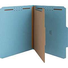 Nature Saver 1/3 Tab Cut Letter Recycled Classification Folder 8 1/2" x 11" - 2" for Folder - Top Tab Location - 1 Divider - 25 pt. - Blue - 100% Recycled - 10 / Box (SP17200)