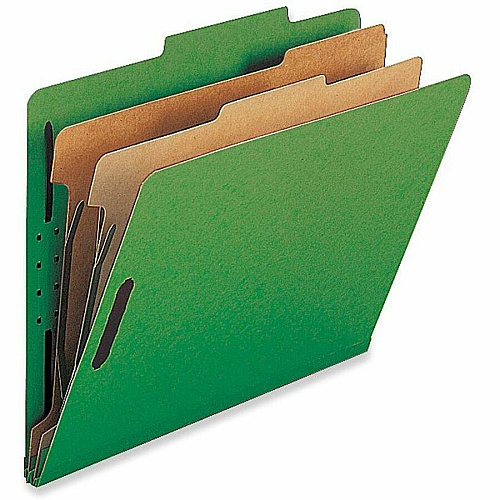 Nature Saver Legal Recycled Classification Folder 8 1/2" x 14" - 2" for Folder - 2 Divider - 25 pt. - Green - 100% Recycled - 10 / Box (SP17226)