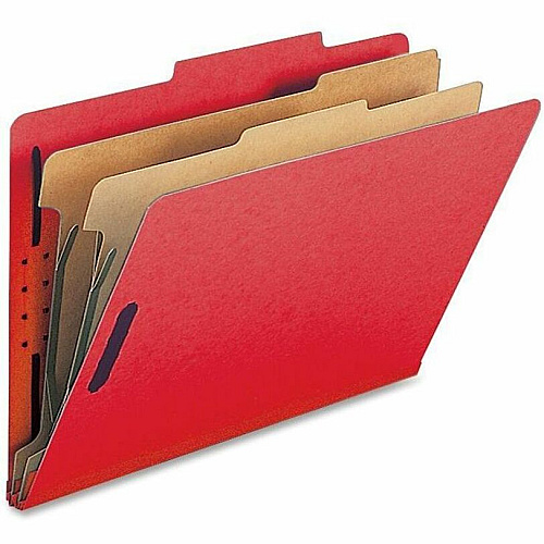 Nature Saver Legal Recycled Classification Folder 8 1/2" x 14" - 2" for Folder - 2 Divider - 25 pt. - Bright Red - 100% Recycled - 10 / Box (SP17225)