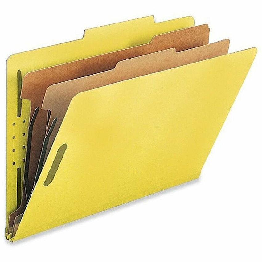 Nature Saver Legal Recycled Classification Folder 8 1/2" x 14" - 2" for Folder - 2 Divider - 25 pt. - Yellow - 100% Recycled - 10 / Box (SP17227)