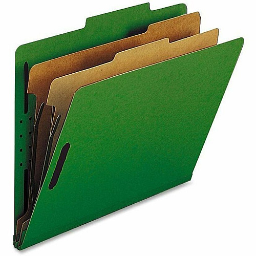 Nature Saver Letter Recycled Classification Folder 8 1/2" x 11" - 2" for Folder - 2 Divider - 25 pt. - Green - 100% Recycled - 10 / Box (SP17208)