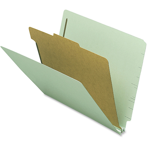 Nature Saver Letter Recycled Classification Folder 8 1/2" x 11" - 2 Fastener - 2" for Folder - 1 Divider - 25 pt. - Gray/Green - 100% Recycled - 10 / Box (SP17251)
