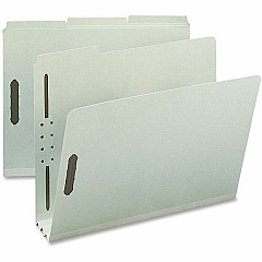Nature Saver 1/3 Tab Cut Letter Recycled Fastener Folder 8 1/2" x 11" - 3" Expansion - 2 Fastener - 2" for Folder - Top Tab Location - Assorted Tab Position - 25 pt. - Pressboard, Tyvek - Gray/Green - 100% Recycled - 25 / Box (SP17218)
