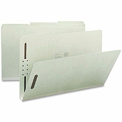 Nature Saver 1/3 Tab Cut Legal Recycled Fastener Folder 8 1/2" x 14" - 1" Expansion - 2 Fastener - 2" for Folder - Top Tab Location - Assorted Tab Position - 25 pt. - Pressboard, Tyvek - Gray/Green - 100% Recycled - 25 / Box (SP17234)