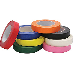 Creativity Street Masking Tape Assortment 60 yd Length x 1" Width - Assorted, Black, Blue, Green, Yellow, Orange, White, Pink - For Decorating, Color Coding - 1 Set (4860)