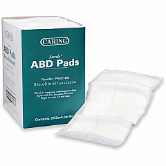Medline Caring Sterile Abdominal Pads - 5" Width x 9" Length - White - 25 / Box (PRM21450)