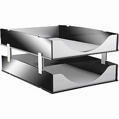 Kantek Stacking Support Set for Letter Trays Acrylic - Silver - 1 Set (BA311) Kantek Stacking Support Set for Letter Trays Acrylic - Silver - 1 Set (BA311)