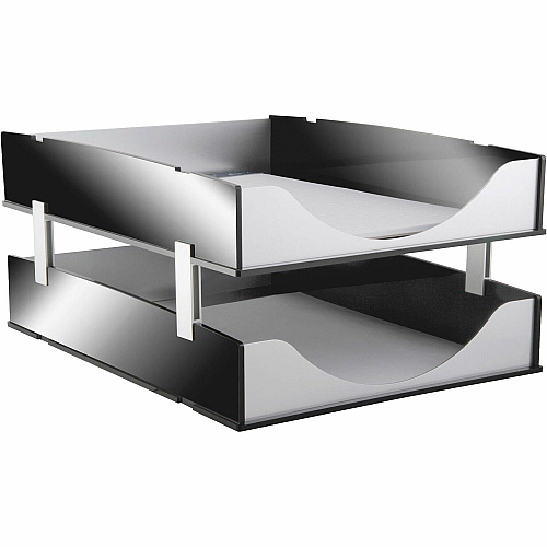 Kantek Stacking Support Set for Letter Trays Acrylic - Silver - 1 Set (BA311)