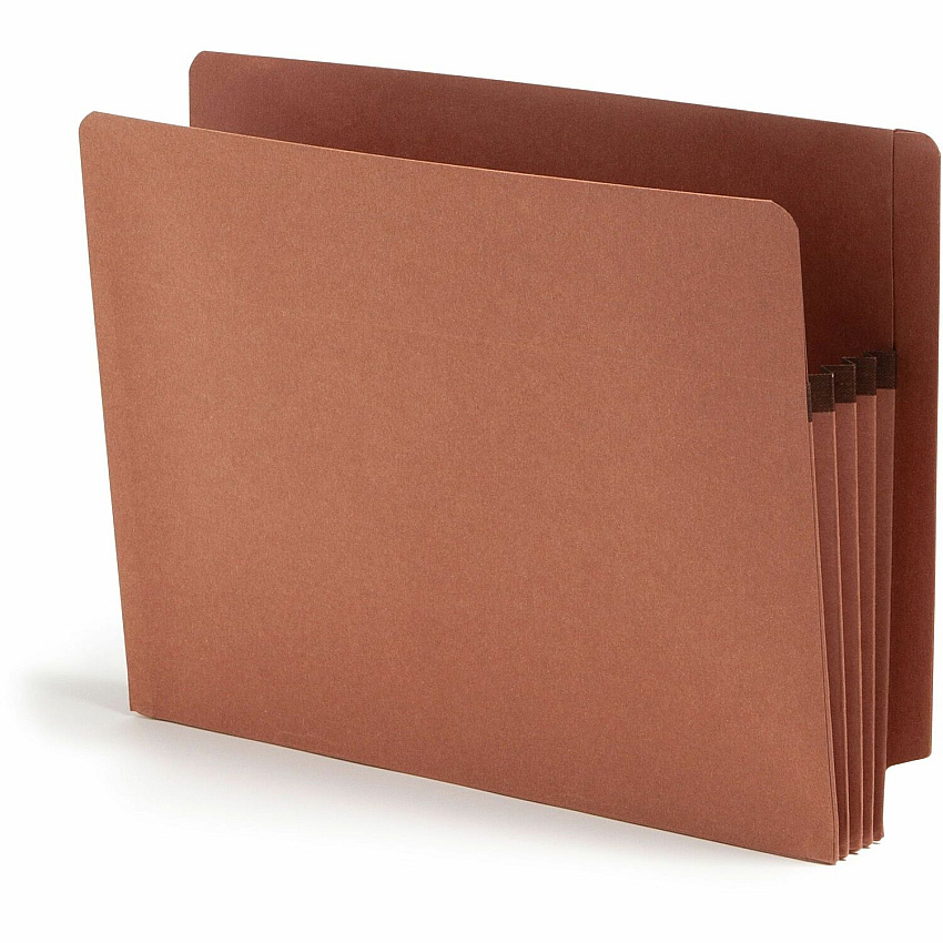 Smead Straight Tab Cut Letter Recycled File Pocket 8 1/2" x 11" - 3 1/2" Expansion - 2 Plys - Redrope - Tear Resistant Gusset - 100% Recycled - 25 / Box (73610)