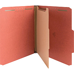 Nature Saver 2/5 Tab Cut Letter Recycled Classification Folder 8 1/2" x 11" - 4 Fastener - 2" for Folder, 1" for Divider - 1 Divider - 25 pt. - Pressboard - Redrope - Tyvek Gusset - 100% Recycled - 10 / Box (01050)