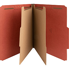 Nature Saver 2/5 Tab Cut Letter Recycled Classification Folder 8 1/2" x 11" - 6 Fastener - 2" for Folder, 1" for Divider - 2 Divider - 25 pt. - Pressboard - Red - Tyvek Gusset - 100% Recycled - 10 / Box (01051)
