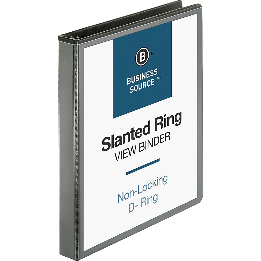 Business Source Basic D-Ring View Binders 1" Binder Capacity - Letter - 8 1/2" x 11" Sheet Size - Fastener: D-Ring - Polypropylene - Black - Clear Overlay - 1 Each (BSN28446)