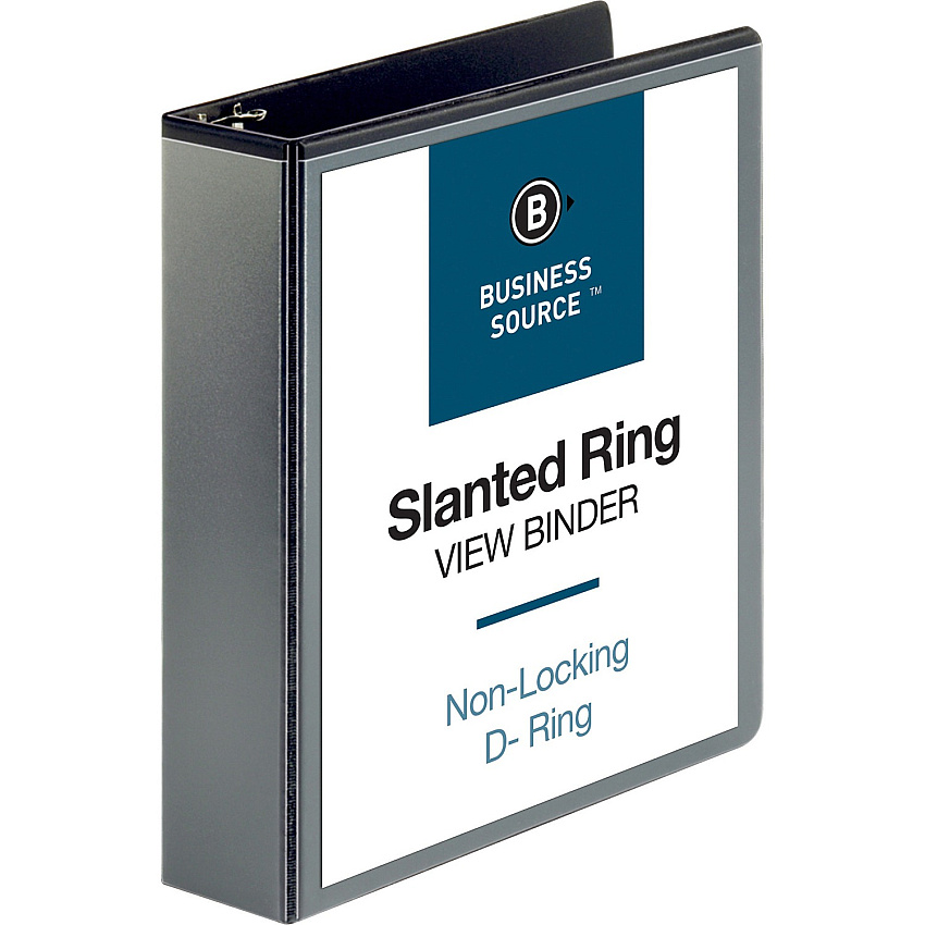 Business Source Basic D-Ring View Binders 2" Binder Capacity - Letter - 8 1/2" x 11" Sheet Size - Fastener: D-Ring - Polypropylene - Black - Clear Overlay - 1 Each (BSN28448)