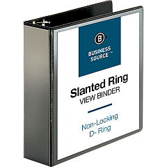 Business Source Basic D-Ring View Binders 3" Binder Capacity - Letter - 8 1/2" Sheet Size - Fastener: D-Ring - Polypropylene - Black - Clear Overlay - 1 Each (BSN28449) Business Source Basic D-Ring View Binders 3" Binder Capacity - Letter - 8 1/2" Sheet Size - Fastener: D-Ring - Polypropylene - Black - Clear Overlay - 1 Each (BSN28449)