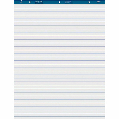 Business Source Standard Ruled Easel Pad 50 Sheets - 15 lb Basis Weight - 27" x 34" Sheet Size - White Paper - Perforated - 2 / Carton (BSN38590)