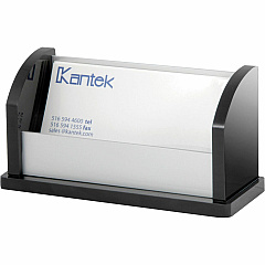 Kantek Business Card Holder 2.3" Height x 4.4" Width x 1.8" Depth - Acrylic, Aluminum - Black, Silver - 1 Each (BA330)