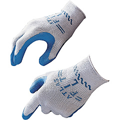 Showa Atlas Fit General Purpose Gloves Large Size - Natural Rubber - Blue, Gray - Lightweight, Elastic Wrist - 12 / Box (30009)