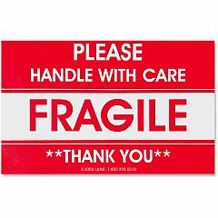 Tatco Fragile/Handle With Care Shipping Label Fragile - Handle with Care, Thank You - 3" Width x 5" Length - Rectangle - Red - 500 / Roll - 500 / Roll (10951) Tatco Fragile/Handle With Care Shipping Label Fragile - Handle with Care, Thank You - 3" Width x 5" Length - Rectangle - Red - 500 / Roll - 500 / Roll (10951)