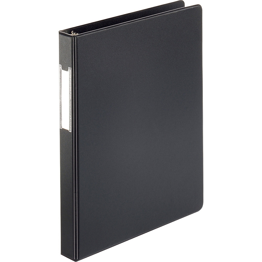 Business Source Basic Round Ring Binder w/Label Holder 1" Binder Capacity - Letter - 8 1/2" x 11" Sheet Size - 3 Ring - Fastener: Round Ring - Vinyl - Black - Recycled - Open and Closed Triggers, Label Holder - 1 Each (BSN28559)