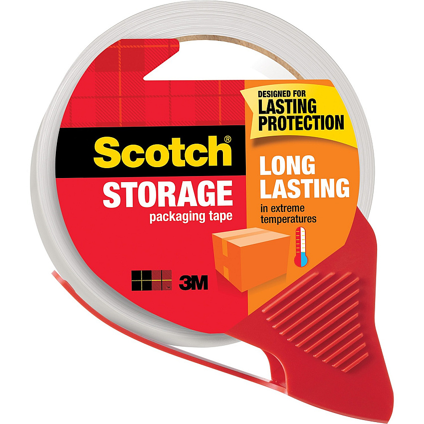 Scotch Long-Lasting Storage/Packaging Tape 38.20 yd Length x 1.88" Width x 2.4 mil Thickness - 3" Core - Clear - Acrylic Backing - Dispenser Included - Handheld Dispenser - Long Lasting - For Moving, Packing, Mailing - 1 Roll (3650SRD)