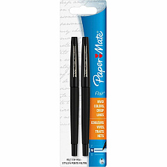 Paper Mate Flair Point Guard Felt Tip Marker Pens 0.7 mm Pen Point - Black Ink - Water Based - Black Barrel - 2 / Pack (8432452PP)