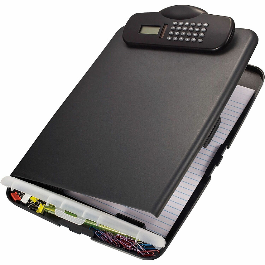 Officemate Slim Clipboard Storage Box with Calculator 10" x 14 1/2" Sheet Size - 1 Each (83306)