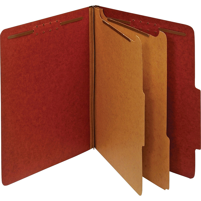 Pendaflex 2/5 Tab Cut Letter Recycled Classification Folder 8 1/2" x 11" - 2 1/2" Expansion - 2 Fastener - 2" Fastener Capacity, 1" for Divider - Top Tab Location - Right of Center Tab Position - 2 Divider - 25 pt. - Pressboard - Red - Tyvek Guss (24075R)