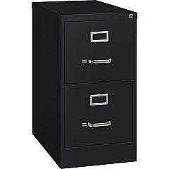 Lorell Fortress Series 22" Commercial-Grade Vertical File Cabinet 15" Width x 22" Depth x 28.4" Height - 2 x Drawer(s) for File - Letter - Lockable, Ball-bearing Suspension - Black - Steel - Recycled - 1 Each (LLR42291)