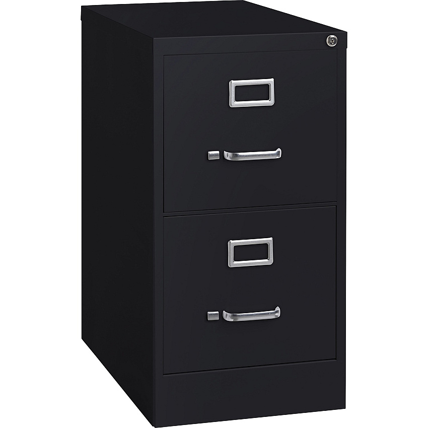 Lorell Fortress Series 22" Commercial-Grade Vertical File Cabinet 15" Width x 22" Depth x 28.4" Height - 2 x Drawer(s) for File - Letter - Lockable, Ball-bearing Suspension - Black - Steel - Recycled - 1 Each (LLR42291)