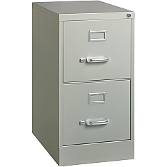 Lorell Fortress Series 22" Commercial-Grade Vertical File Cabinet 15" Width x 22" Depth x 28.4" Height - 2 x Drawer(s) for File - Letter - Lockable, Ball-bearing Suspension - Light Gray - Steel - Recycled - 1 Each (LLR42292)