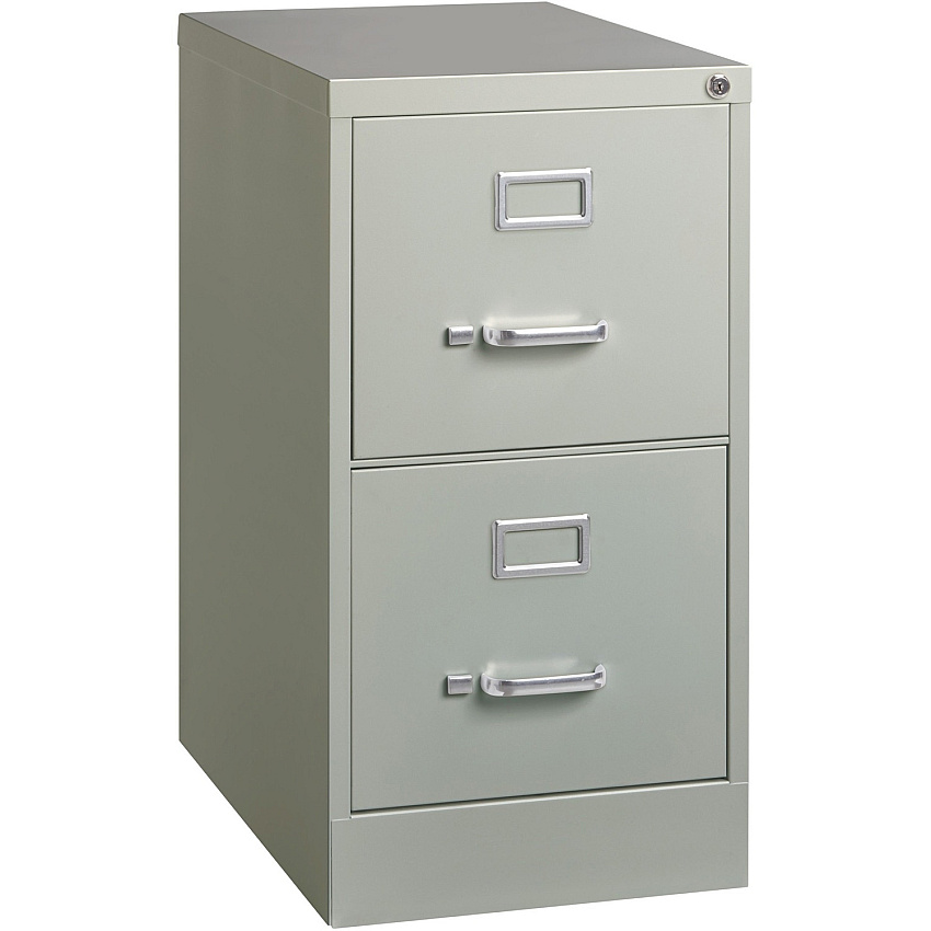 Lorell Fortress Series 22" Commercial-Grade Vertical File Cabinet 15" Width x 22" Depth x 28.4" Height - 2 x Drawer(s) for File - Letter - Lockable, Ball-bearing Suspension - Light Gray - Steel - Recycled - 1 Each (LLR42292)