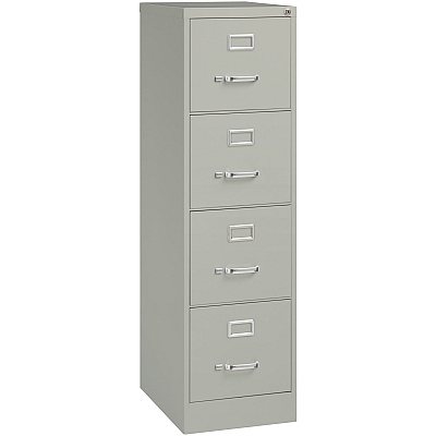 Lorell Fortress Series 22" Commercial-Grade Vertical File Cabinet 15" Width x 22" Depth x 52" Height - 4 x Drawer(s) for File - Letter - Lockable, Ball-bearing Suspension - Light Gray - Steel - Recycled - 1 Each (LLR42295)