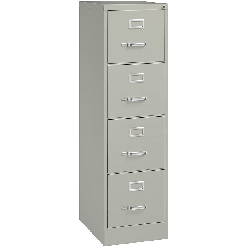 Lorell Fortress Series 22" Commercial-Grade Vertical File Cabinet 15" Width x 22" Depth x 52" Height - 4 x Drawer(s) for File - Letter - Lockable, Ball-bearing Suspension - Light Gray - Steel - Recycled - 1 Each (LLR42295)