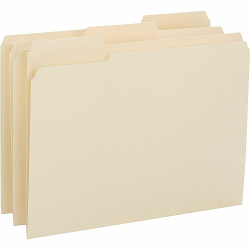 Business Source 1/3 Tab Cut Letter Recycled Top Tab File Folder 8 1/2" x 11" - 3/4" Expansion - Top Tab Location - Assorted Tab Position - 14 pt. - 1 Plys - Manila - Heavyweight, Durable - 10% Recycled - 50 / Box (BSN16515)