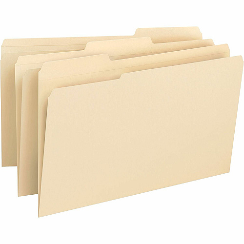 Business Source 1/3 Tab Cut Legal Recycled Top Tab File Folder 8 1/2" x 14" - 3/4" Expansion - Top Tab Location - Assorted Tab Position - 14 pt. - 1 Plys - Manila - Heavyweight, Durable - 10% Recycled - 50 / Box (BSN16516)