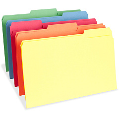 Business Source 1/3 Tab Cut Legal Recycled Top Tab File Folder 8 1/2" x 14" - 3/4" Expansion - Top Tab Location - Assorted Tab Position - 11 pt. - 1 Plys - Assorted - Acid-free - 10% Recycled - 100 / Box (BSN65781)