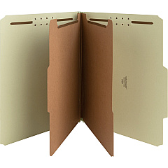 Nature Saver 2/5 Tab Cut Letter Recycled Classification Folder 8 1/2" x 11" - 2" Expansion - Prong K Style Fastener - 2" for Folder, 1" for Divider - 2 Divider - 25 pt. - Fiberboard, Pressboard, Tyvek - Gray/Green - Eco-friendly, Durable, Tyvek Gu (01057)