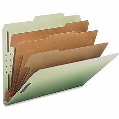 Nature Saver 2/5 Tab Cut Letter Recycled Classification Folder 8 1/2" x 11" - 3" Expansion - Prong K Style Fastener - 2" Fastener Capacity, 1" for Divider - 3 Divider - 25 pt. - Tyvek, Fiberboard, Pressboard - Gray/Green - Eco-friendly, Durable, T (01058)