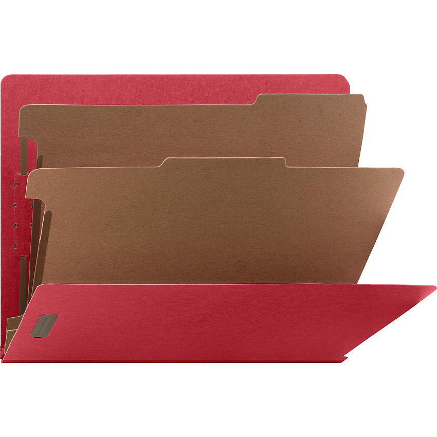 Nature Saver Letter Recycled Classification Folder 8 1/2" x 11" - End Tab Location - 2 Divider - 25 pt. - Fiberboard - Bright Red - 100% Recycled - 10 / Box (SP17372)