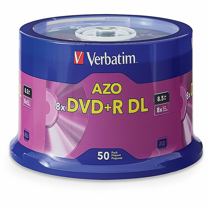 Verbatim DVD Recordable Media - DVD+R DL - 8x - 8.50 GB - 50 / Pack 120mm - 4 Hour Maximum Recording Time - 50 / Pack (97000)