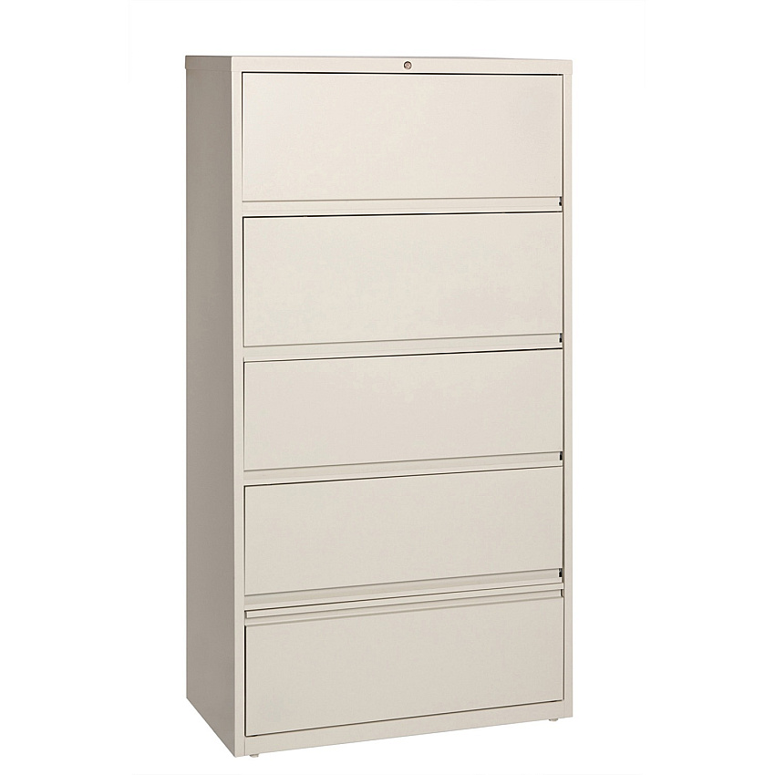 Lorell Fortress Series Lateral File 36" Width x 18.6" Depth x 68.8" Height - 5 x Drawer(s) for File - A4, Legal, Letter - Ball-bearing Suspension, Recessed Handle, Leveling Glide, Heavy Duty, Interlocking - Putty - Steel - Recycled - 1 Each (LLR43512)
